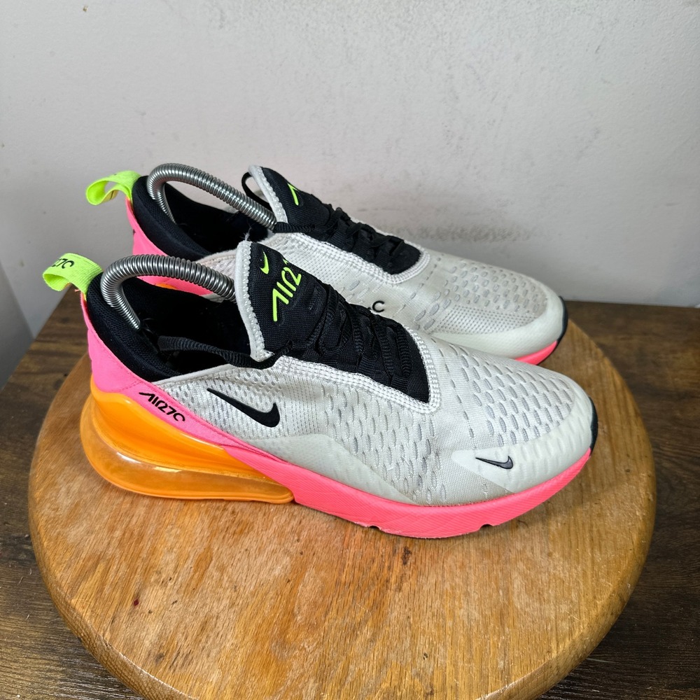 Nike Air Max 270 Women 9 White Black Hyper Pink Bright Mango DJ5997-100 Sneaker